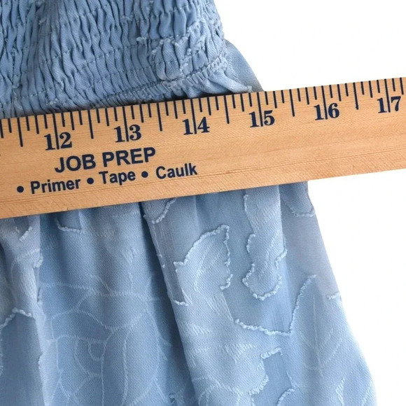 Meerokeety || Smocked Ballon Sleeve Midi Dress Cottagecore Milkmaid Baby Blue L - Picture 9 of 9